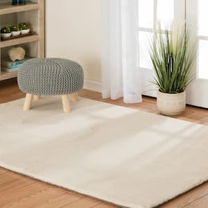 Piper Cream 5 ft. x 7 ft. Solid Polyester Area Rug