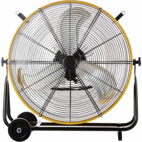 24 in. Yellow Industrial Drum Fan, 8300 CFM High Velocity 3-Speed Metal Fan for Basement, Warehouse, Factory