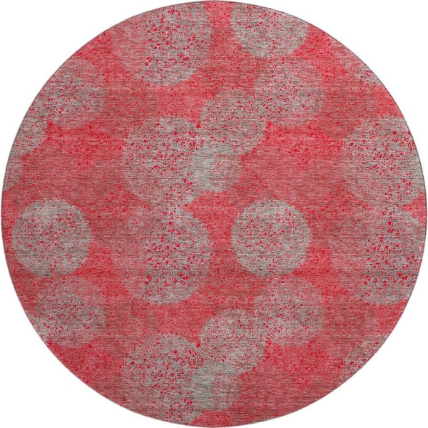 Addison Rugs Mayfield Premium Machine Washable Abstract AMF977 Red 8 ft. x 8 ft. Round Rug