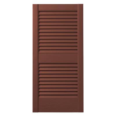 15 in. x 25 in. Open Louvered Polypropylene Shutters Pair in Red