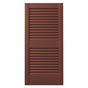 15 in. x 43 in. Open Louvered Polypropylene Shutters Pair in Red