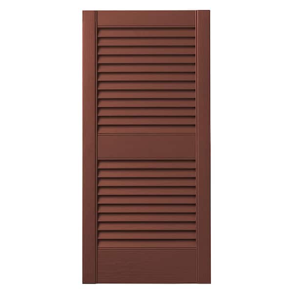 Ply Gem 15 in. x 43 in. Open Louvered Polypropylene Shutters Pair in Red