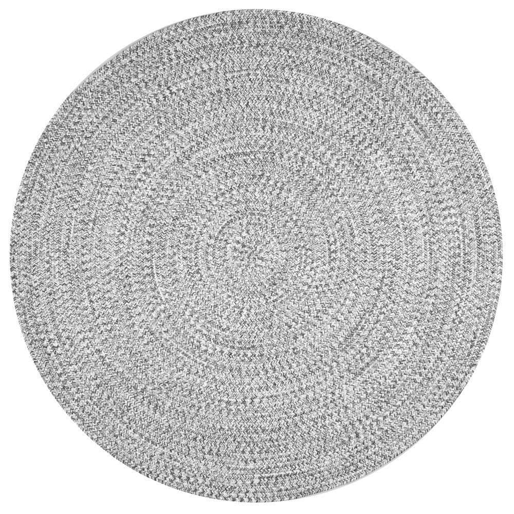 nuLOOM Lefebvre Casual Braided Salt & Pepper 6 ft. Indoor/Outdoor Round ...