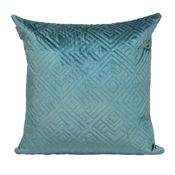 Eris Transitional Quilted Teal Throw Pillow