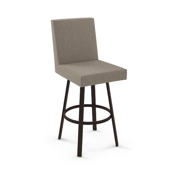 Amisco Hartman 26 in. Cold Beige Polyester / Dark Brown Metal Swivel Counter Stool