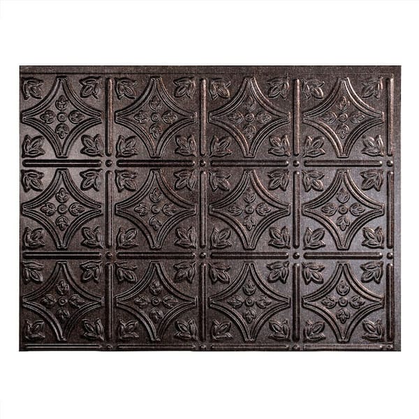 Fasade 18.25 in. x 24.25 in. Smoked Pewter Traditional Style # 1 PVC Decorative Backsplash Panel