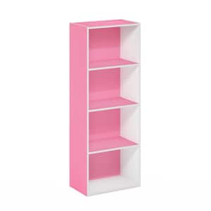 Luder 41.7 in. Pink/White 4-Shelf Standard Bookcase