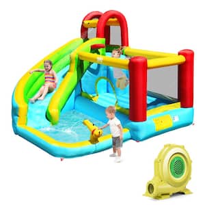 Inflatable Kids Water Slide Jumper Bounce House Splash Water Pool with 735 W Blower