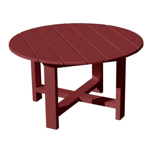 Vifah Roch Recycled Plastics 40 in. Patio Conversation Table in Burgundy-DISCONTINUED