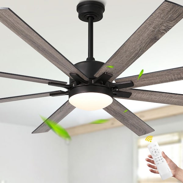 Bella Depot Lignum 72 in. Indoor Black Standard Dimmable Ceiling Fan with Integrated LED and Remote, 6-speed Reversible Fan