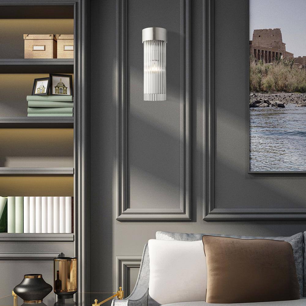 Elegant Norwich Brushed Nickel Sconce with Crystal Rod Shade