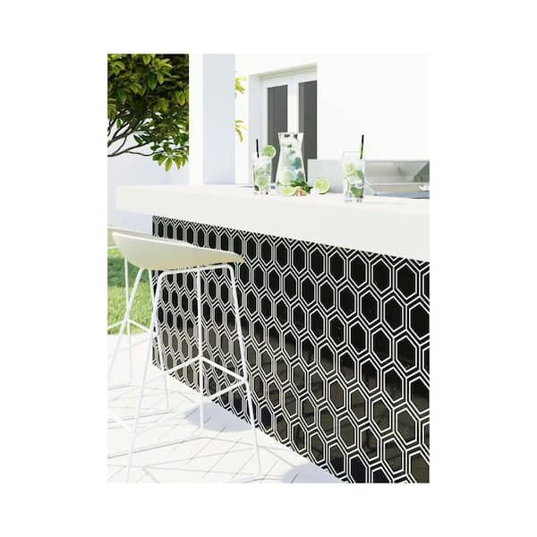 Noir Luxe 11 in. x 13 in. Polished Raven Black Marble Mosaic Hexagon Wall and Floor Tile (5.21 sq. ft./case)-5 Pack