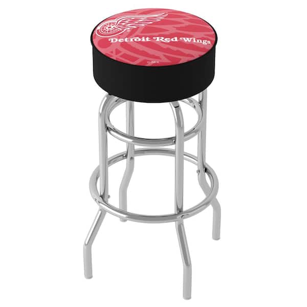 Unbranded Detroit Red Wings Watermark 31 in. Red Backless Metal Bar Stool with Vinyl Seat