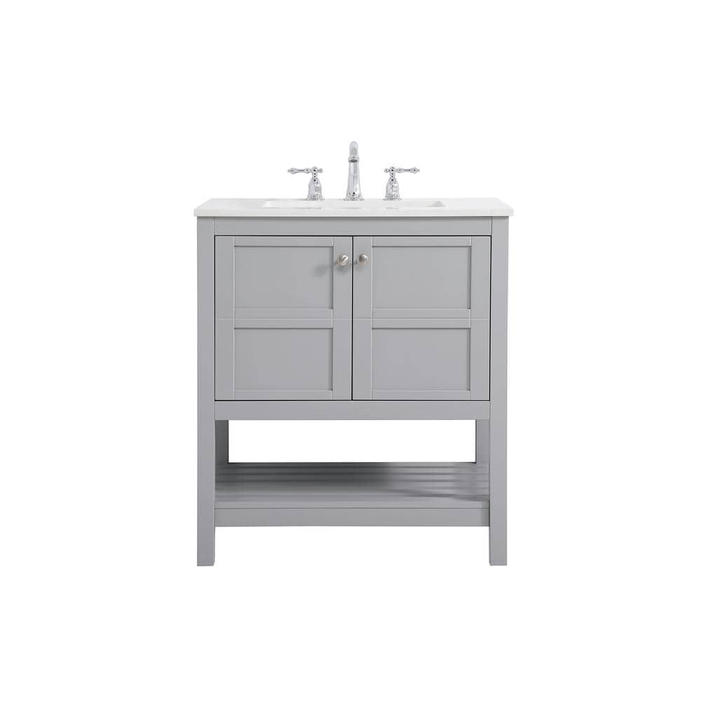 Timeless Home 30 in. W x 22 in. D x 34 in. H Single Bathroom Vanity in Gray