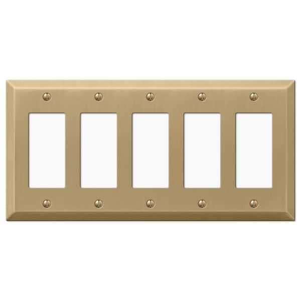 Metallic 5 Gang Rocker Steel Wall Plate - Brushed Bronze