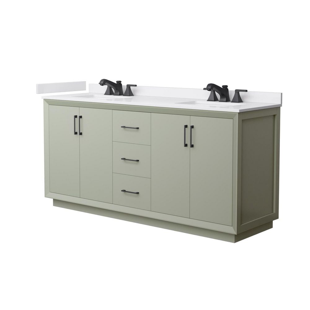 Strada 72 in. Double Freestanding Light Green Bath Vanity with White Cultured Marble Top Assembled price history on PriceWatchPro