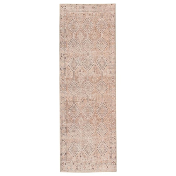 Jaipur Living Machine Washable Marquesa Pink/Blue 3x8 ft. Trellis Polyester Runner Rug