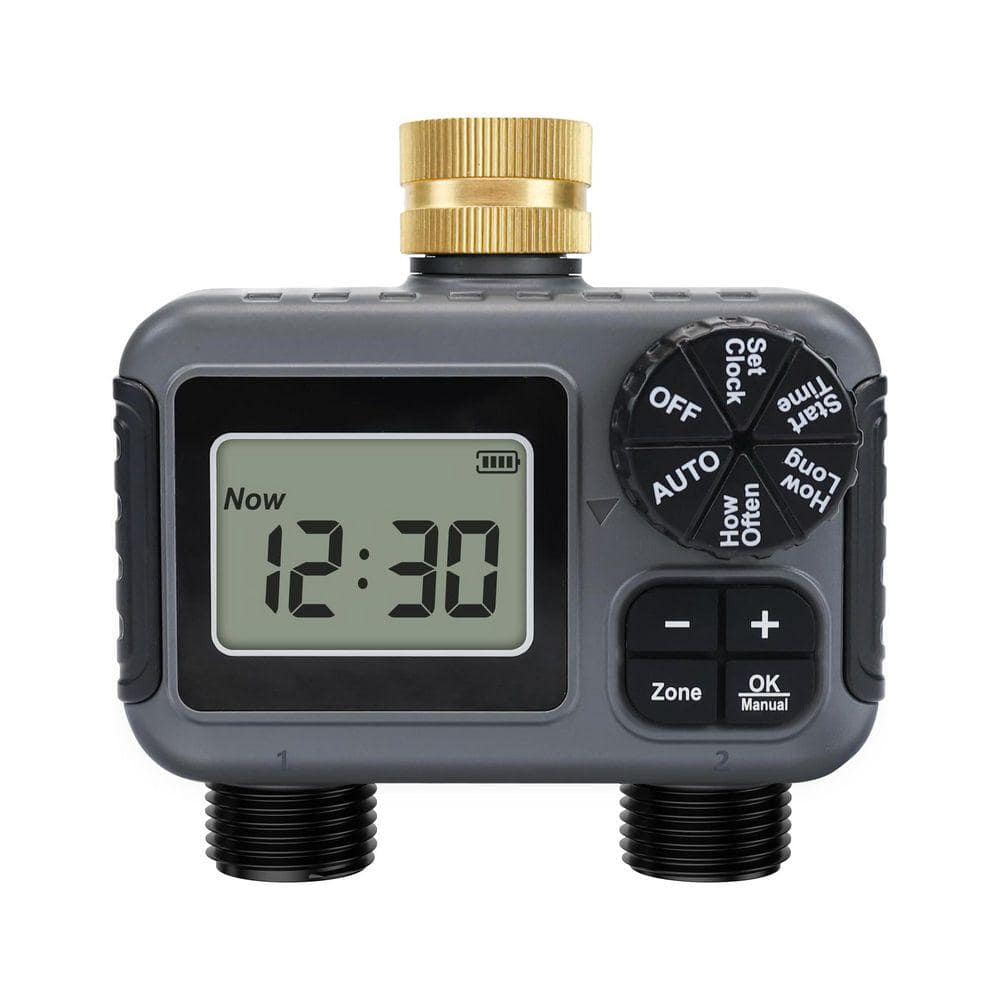Justincity Brass Hose Timer Set Sprinkler Timer 2 Outlet Water Timer ...