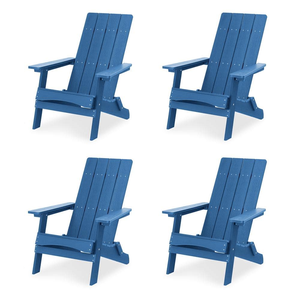 Lue Bona Navy Blue Plastic Modern Folding Adirondack Outdoor Chairs