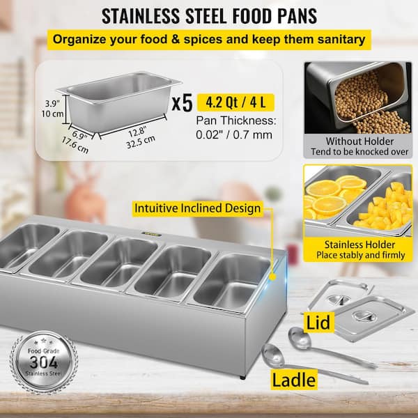 8 Pans Spice Rack Stand Inclined Seasoning Container Organizer Stainless  Steel