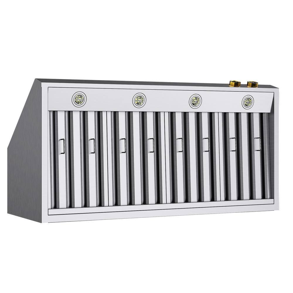 48-Inch Stainless Steel Under Cabinet Range Hood with Gold Accents