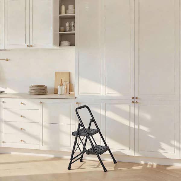 2 Step Ladder, Folding Step Stool with Wide Anti-Slip Pedal, Comfort Handgrip, 600 lbs. Steel Ladder for Home Office