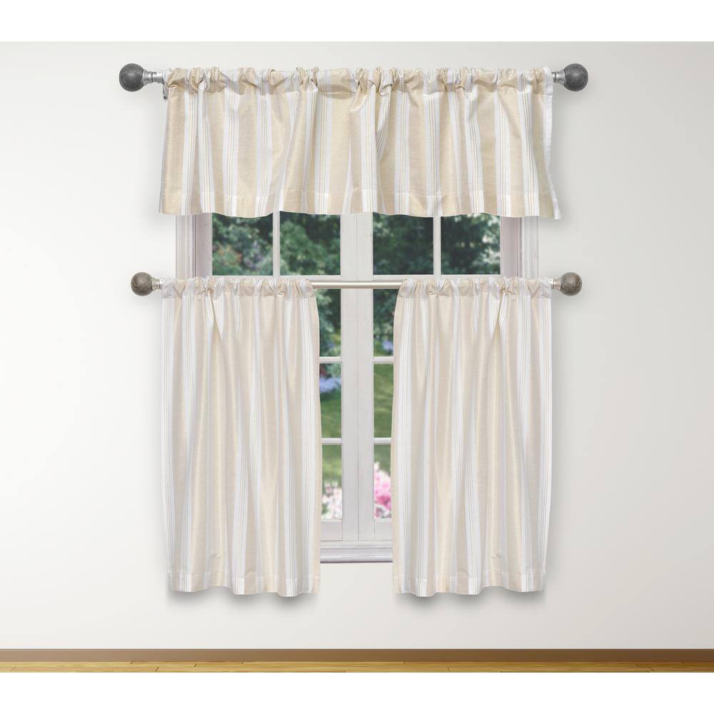 White-Gold Solid Rod Pocket Room Darkening Curtain - 15 in. W x 58 in. L (S