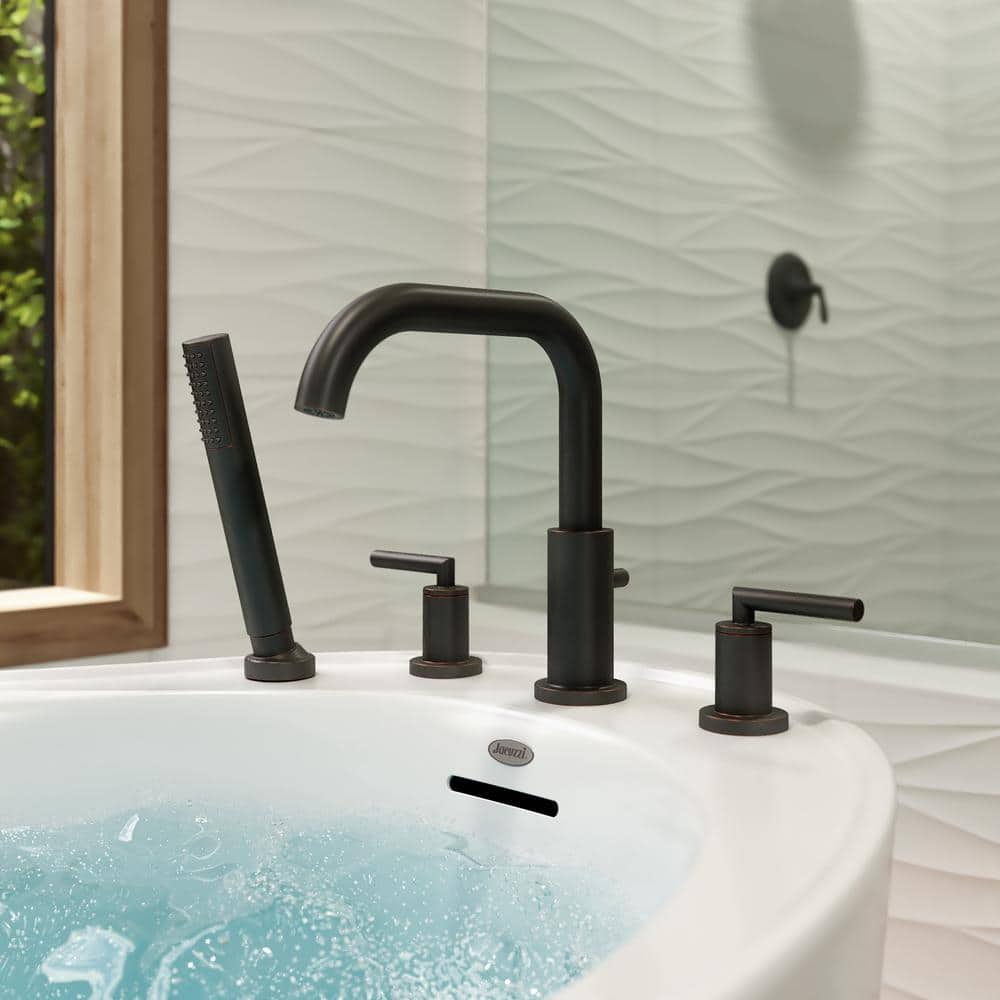 Oil Rubbed Bronze Double Handle Deck Mounted Tub Faucet