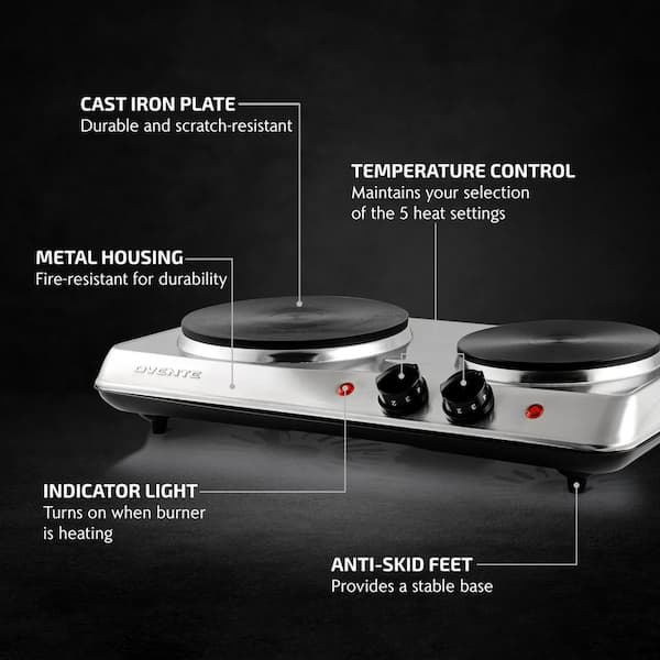 Dual Electric Stove Burner Travel Portable Compact Double Small Hot Plate  Dorm
