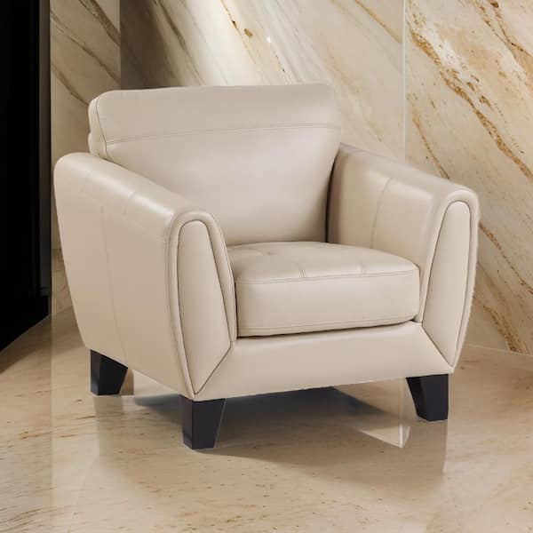 Sofy Beige and Burgundy Faux Leather Accent Chair