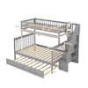 Harper & Bright Designs Gray Twin Over Full Bunk Bed with Trundle and Stairs for Kids SM000095AAE-1
