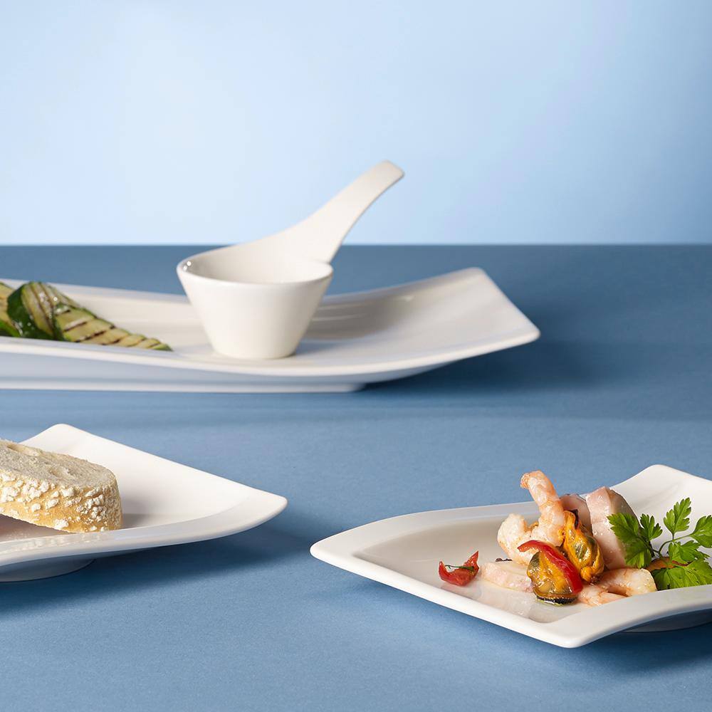 Modern White Porcelain 5-Piece Antipasti Dinnerware Set for 2