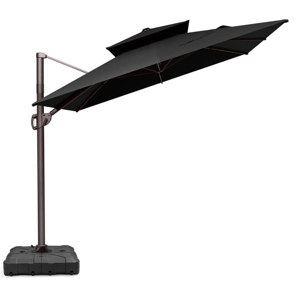 11 ft. x 9 ft. Cantilever Umbrella with 6 Tilt Adjustments Double Top Outdoor Patio Umbrella with 260 lbs Base in Black price history on PriceWatchPro