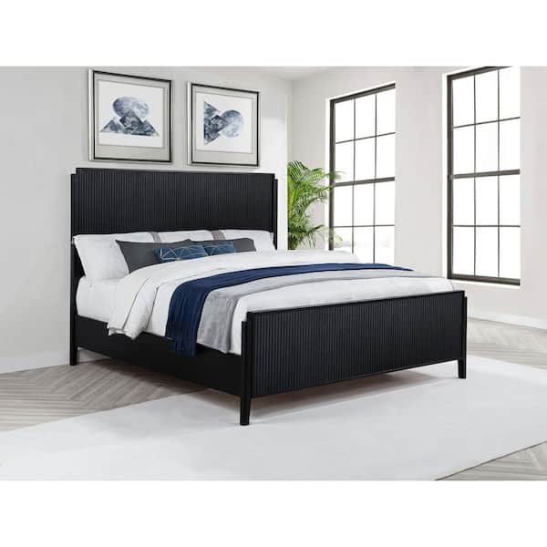 Brookmead Black Wood Frame California King Panel Bed