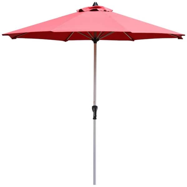 Clihome 9 ft. Aluminum Market Patio Outdoor Umbrella in Red Without Base