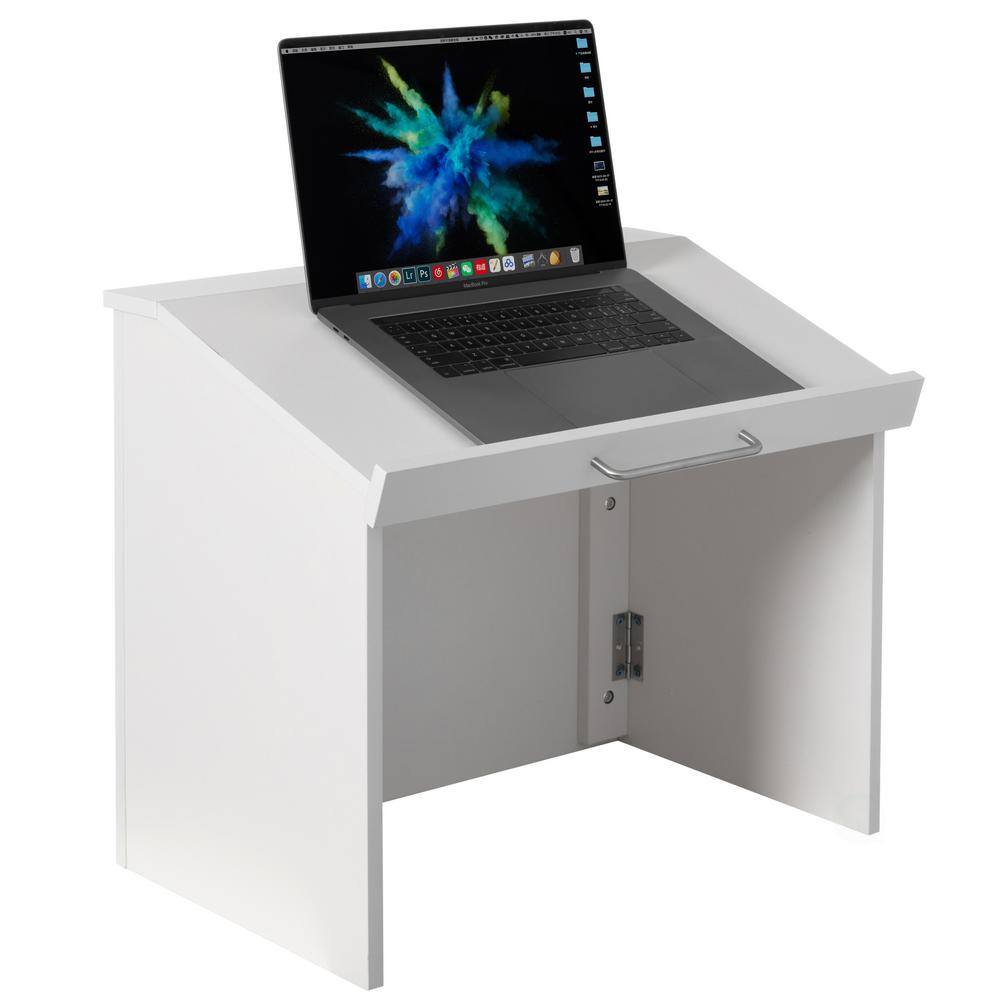 White Foldable Tabletop Portable Lectern for Office and Home