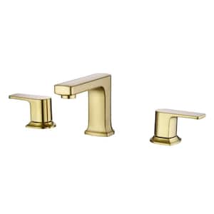 Dean 8 in. Widespread 2-Handle Bathroom Faucet with Drain Assembly, Rust Resist in Brushed Gold
