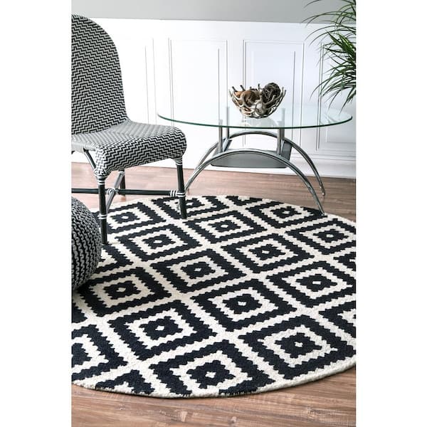 Kellee Contemporary Black 4' Round Rug