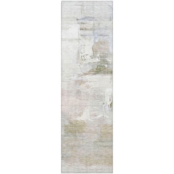 Mayfield Premium Machine Washable Abstract AMF2044 Linen 2 ft. x 7 ft. Runner Rug