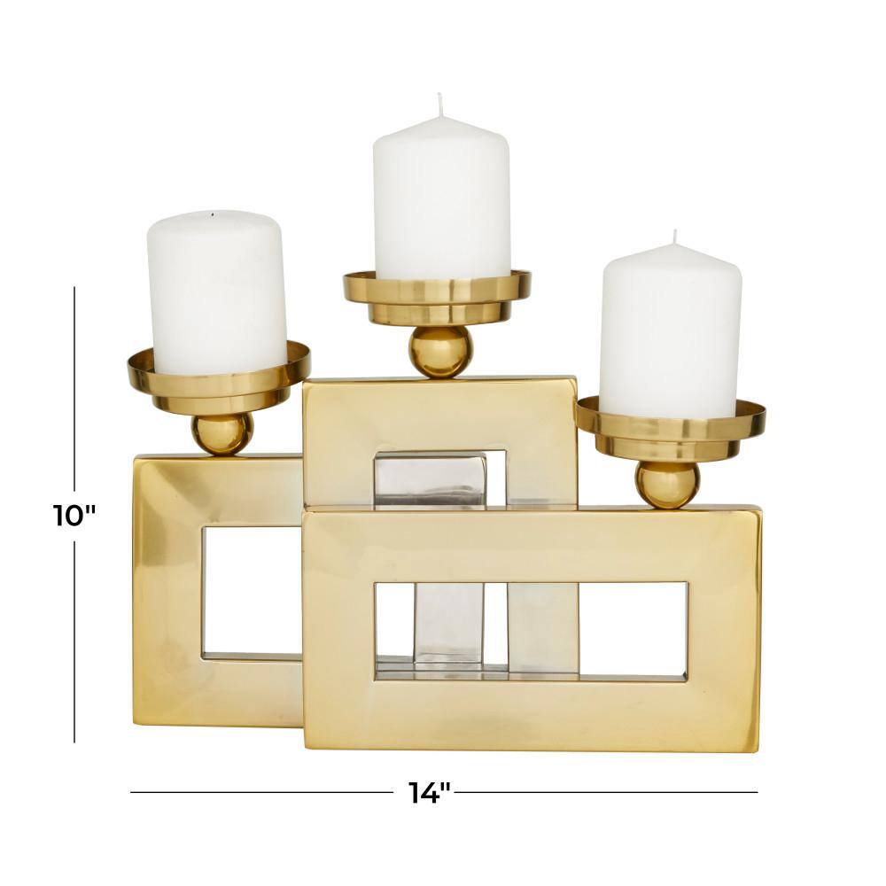 Elegant Gold Stainless Steel 3-Pillar Tabletop Candelabra