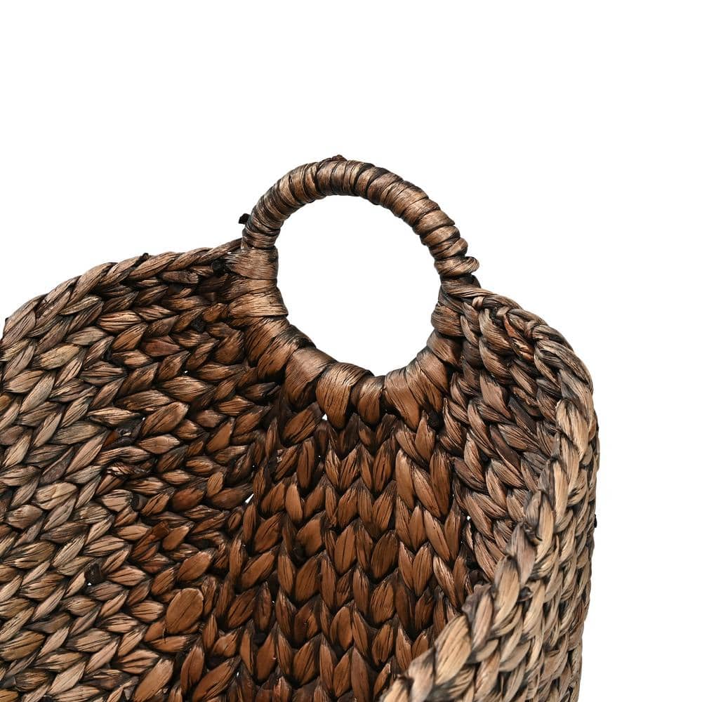 Nellie Brown Handwoven Hyacinth Boat Storage Baskets with Handles, Set of 3