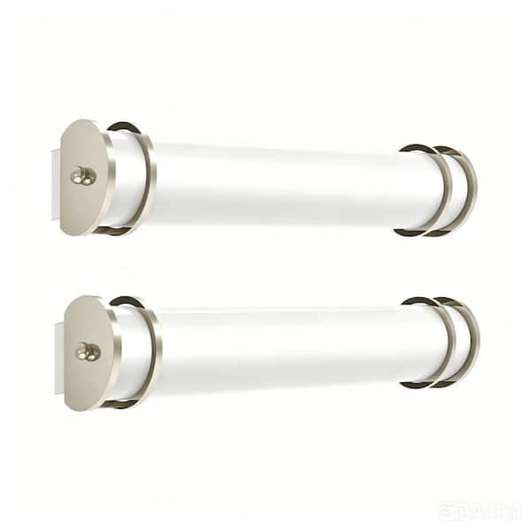 24.75 in. Brushed Nickel 3-CCT Integrated LED Bathroom Vanity Light Bar with Frosted Acrylic Shade, 1750 Lumens (2-Pack)