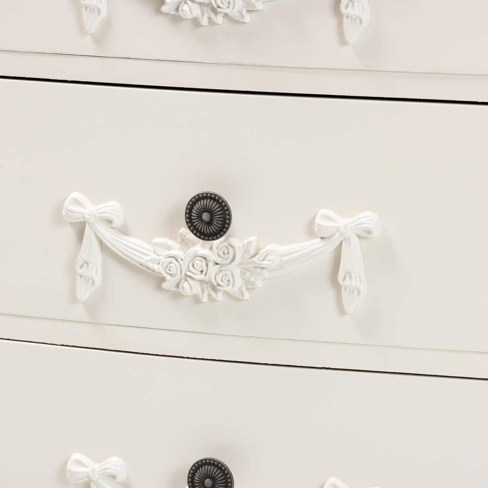 Callen Traditional White 3-Drawer Wood Nightstand with Floral Moldings