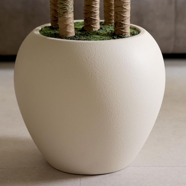 8 ft. Artificial Dracaena Plant Indoor Outdoor Fake Tree with White Planter for Home Office Living Room Decor