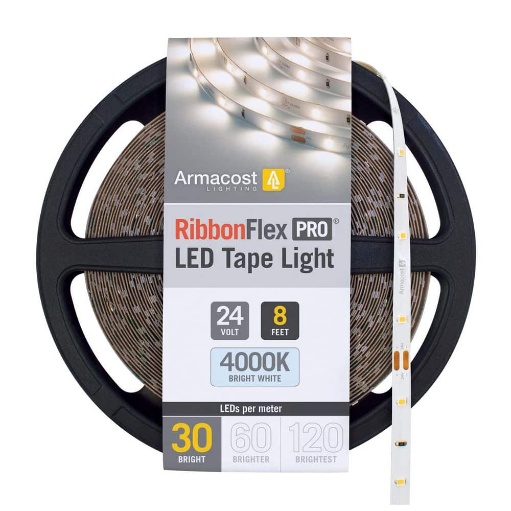 Armacost Lighting RibbonFlex Pro 8 ft. (2.5 m) 24-Volt LED White Strip Light Tape 30 LED/m 4000K