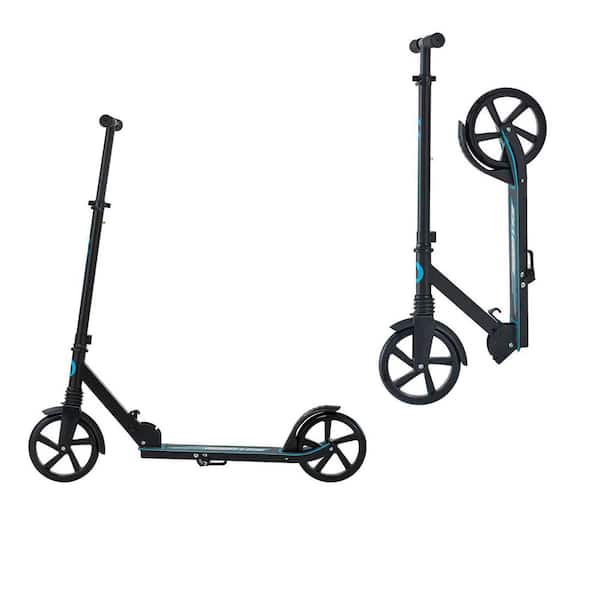Kick Scooter for Kids Ages 8+, Teens & Adults, 2-Wheel Toddler Scooter with Adjustable Height Handlebar, Black + Blue