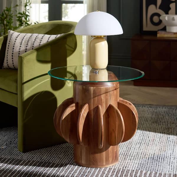 Marata 22 in. Walnut Glass End Table