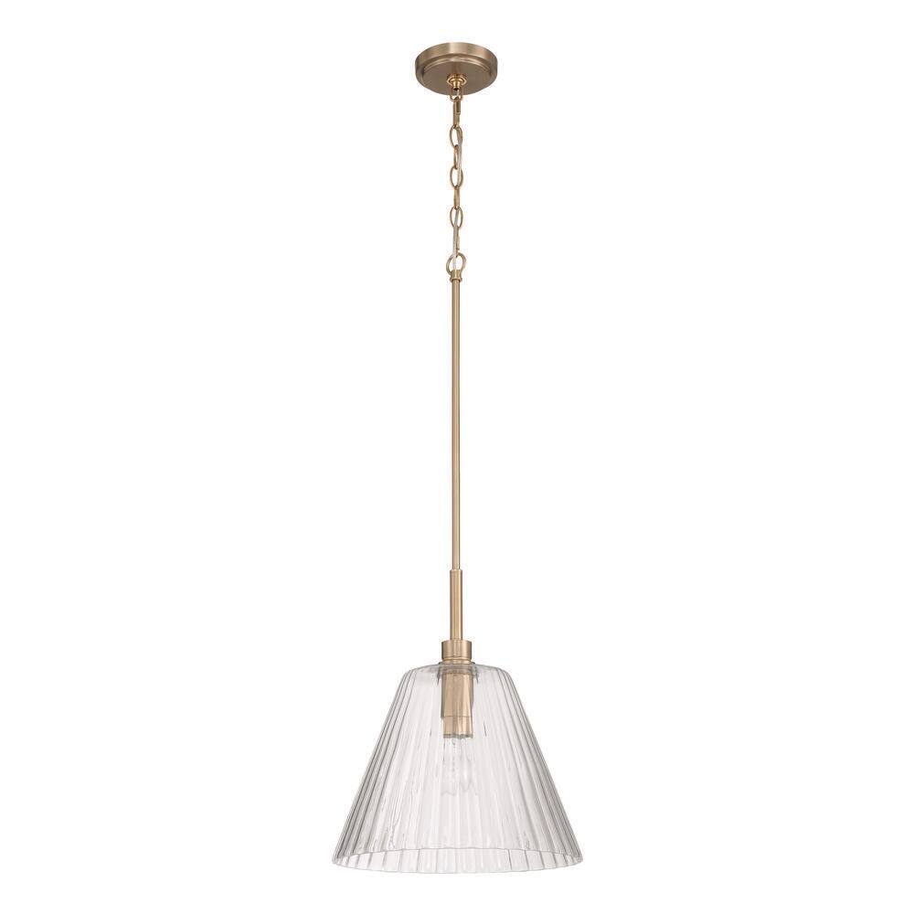 Pleated 60-Watt Premium Bronze Finish Shaded Pendant Light w/ Ribbed Glass, No Bulb(s) Included price history on PriceWatchPro