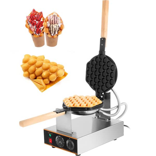 VEVOR Egg Waffle Maker 1400-Watts Round Waffle Iron Non-Stick Waffle Cone Machine Stainless Steel Waffle Makers