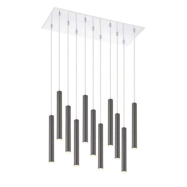 Unbranded Forest 5 W 11 Light Chrome Integrated LED Shaded Chandelier with Pearl Black Steel Shade